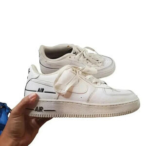 Nike Air Force 1 07 LV8 3 Double Air White Black Size 6.5Y (CJ1379-100)